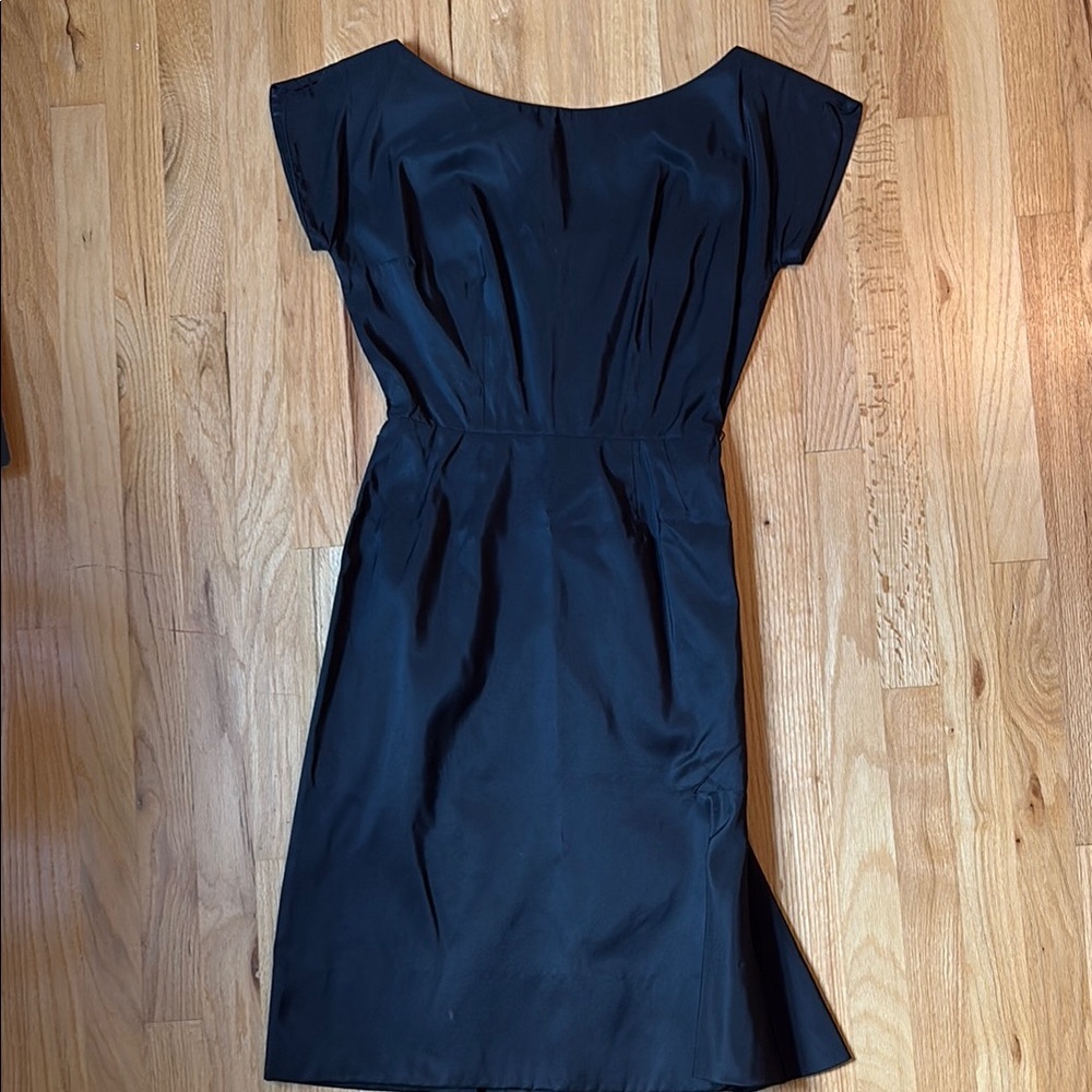 Vintage 1950s Black Silk Cocktail Dress